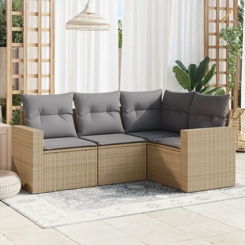 Prolenta Premium - Salon De Jardin Avec Coussins 4 Pcs Beige Résine Tressée