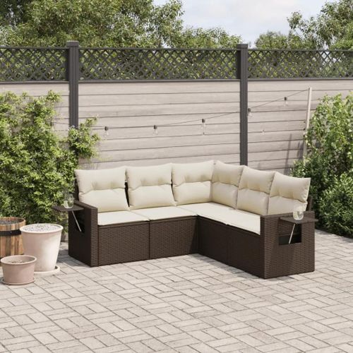 Prolenta Premium - Salon De Jardin Avec Coussins 5 Pcs Marron Résine Tressée
