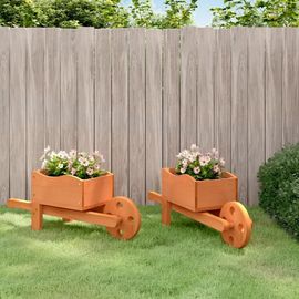 Prolenta Premium - Jardinières Brouette 2 Pcs 47x15x19 Cm Bois De Sapin Massif
