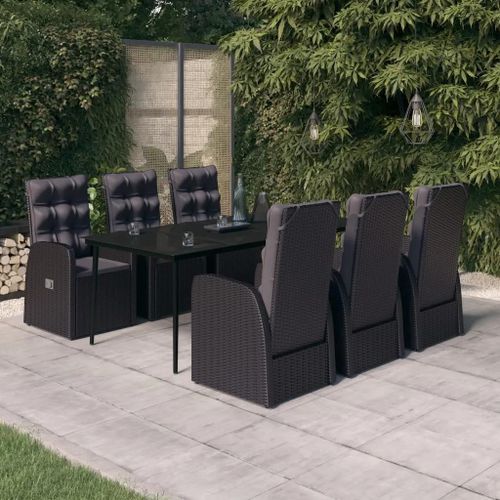 Prolenta Premium - Ensemble À Manger De Jardin Avec Coussins 7 Pcs Noir