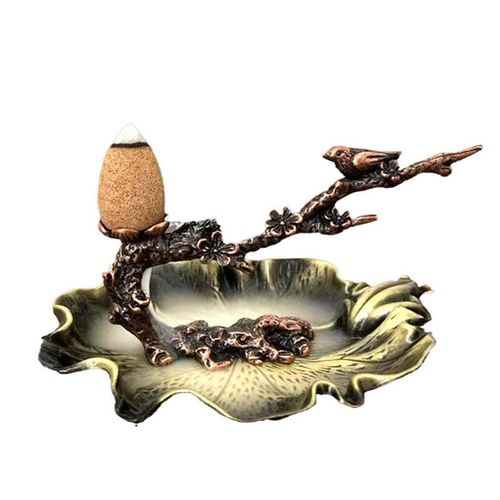 Encensoir à reflux d'oiseau branche de prunier, support de cônes, décor créatif pour maison bureau salon de thé