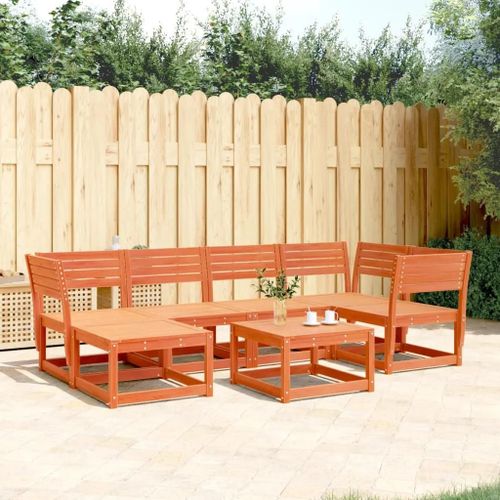 Prolenta Premium - Salon De Jardin 6 Pcs Cire Marron Bois De Pin Massif
