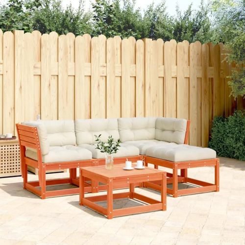 Prolenta Premium - Salon De Jardin 4 Pcs Avec Coussins Cire Marron Bois Pin Massif