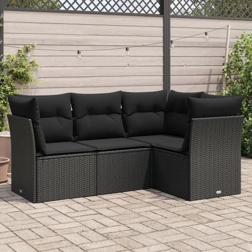 Prolenta Premium - Salon De Jardin 4 Pcs Avec Coussins Noir Résine Tressée