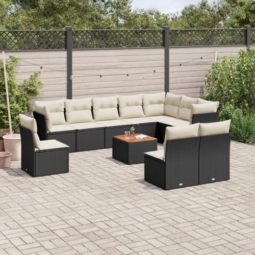 Prolenta Premium - Salon De Jardin 11 Pcs Avec Coussins Noir Résine Tressée