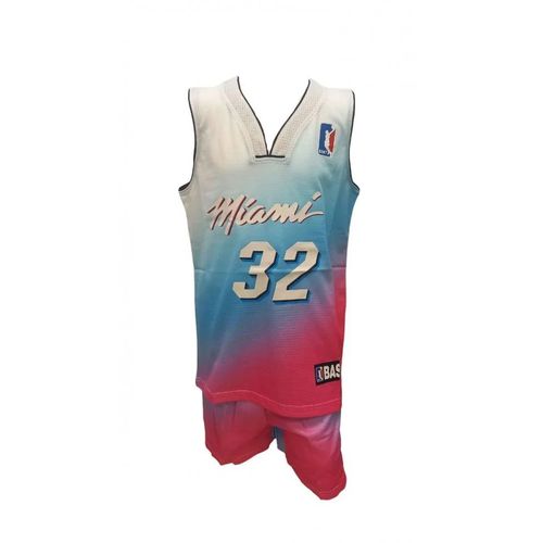 Miami - Ensemble Basket Junior - Bleu Ciel Et Rose