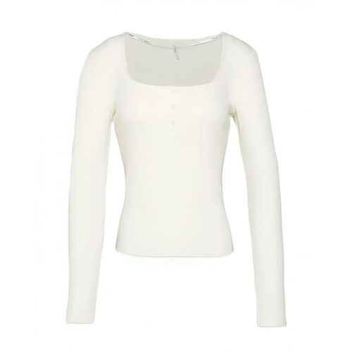Only - T-Shirt Manches Longues - Crème