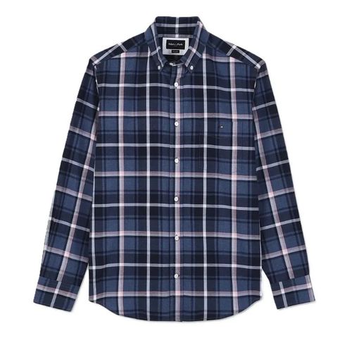 Eden Park - Chemise À Carreaux - Marine Et Rose
