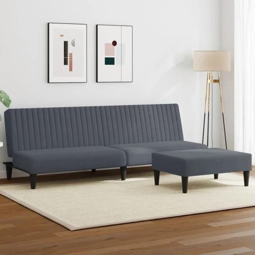 Prolenta Premium - Ensemble De Canapés 2 Pcs Gris Foncé Velours