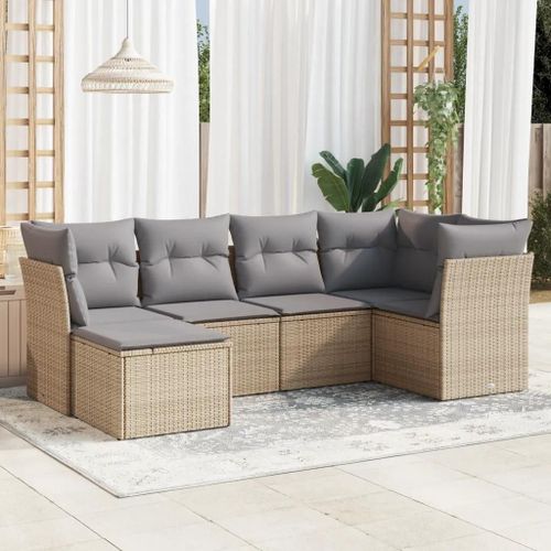 Prolenta Premium - Salon De Jardin Avec Coussins 6 Pcs Beige Résine Tressée