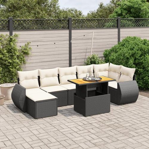 Prolenta Premium - Salon De Jardin 8 Pcs Avec Coussins Noir Résine Tressée
