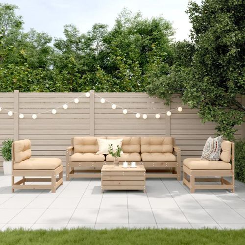 Prolenta Premium - Salon De Jardin 6 Pcs Avec Coussins Bois De Pin Massif