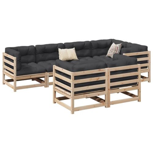 Prolenta Premium - Salon De Jardin 7 Pcs Avec Coussins Bois De Pin Massif