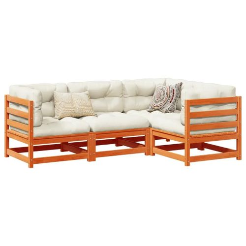 Prolenta Premium - Salon De Jardin 4 Pcs Avec Coussins Cire Marron Bois Pin Massif