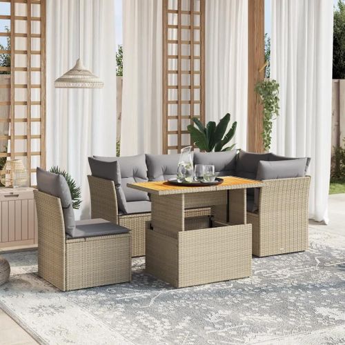 Prolenta Premium - Salon De Jardin Avec Coussins 5 Pcs Beige Résine Tressée