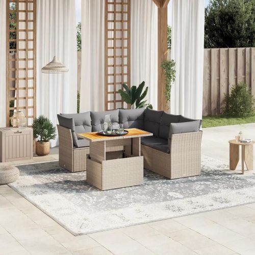 Prolenta Premium - Salon De Jardin Avec Coussins 5 Pcs Beige Résine Tressée