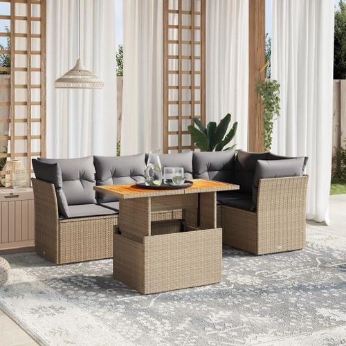 Prolenta Premium - Salon De Jardin Avec Coussins 5 Pcs Beige Résine Tressée