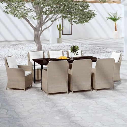 Prolenta Premium - Ensemble À Manger De Jardin 9 Pcs Marron