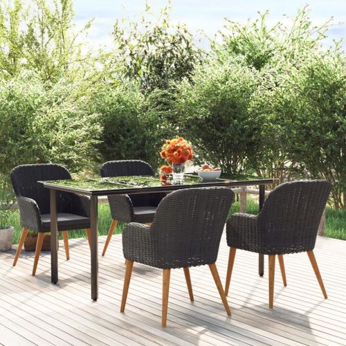 Prolenta Premium - Ensemble À Manger De Jardin Avec Coussins 5 Pcs Noir