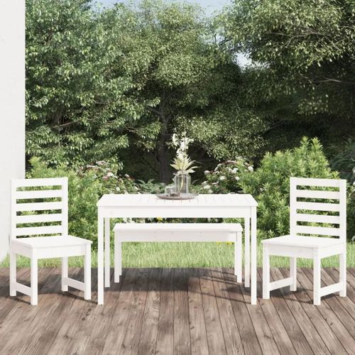 Prolenta Premium - Ensemble À Manger De Jardin 4 Pcs Blanc Bois Massif De Pin