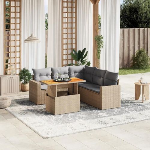 Prolenta Premium - Salon De Jardin Avec Coussins 6 Pcs Beige Résine Tressée