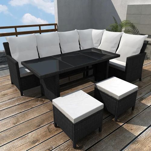 Prolenta Premium - Salon De Jardin 4 Pcs Avec Coussins Résine Tressée Noir
