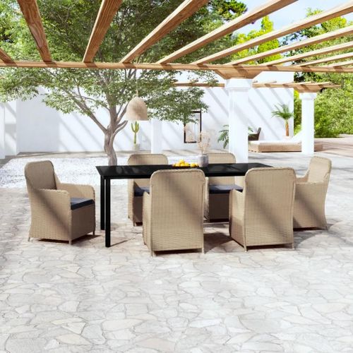 Prolenta Premium - Ensemble À Manger De Jardin Et Coussins 7 Pcs Marron