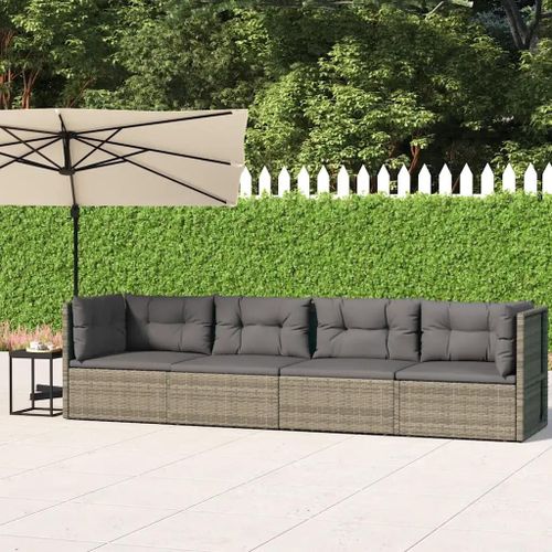 Prolenta Premium - Salon De Jardin 4 Pcs Avec Coussins Gris Résine Tressée