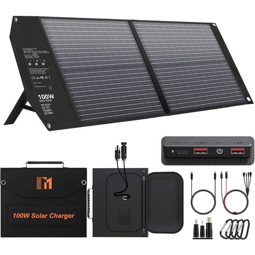 100w Panneau Solaire Pliable Avec 5 Ports, 24v Mc4/12v Dc/Qc 3.0 Usb-A Et Usb-C (Pd 65w), Chargeur De Panneau Solaire Usb Pour Batteries, Camping-Car, Stations D'alimentation[Usbc692]