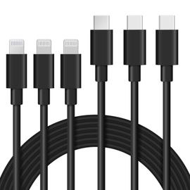 Lot De 3 Câble Usb C Vers Lightning Charge Rapide Mfi Certifié Cable Iphone Usb C 2M Pour Iphone 13 12 11 Pro Max X Xr Xs Max 8 Ipad Pro 2018/Air 2019 Cable Usb C Iphone Cable-Noir[USBC563]