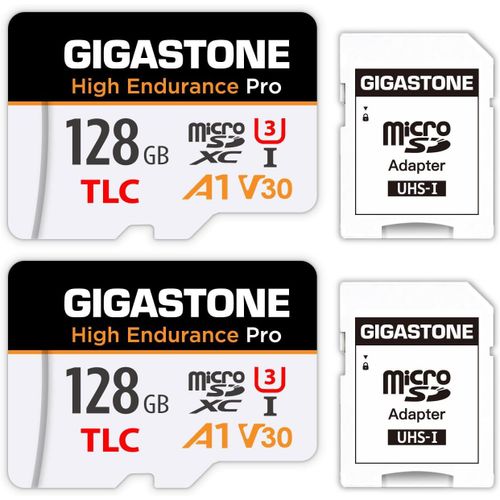 [Récupération De Données Gratuite De 5 Ans] Carte Micro Sd 128 Go, Lot De 2 Cartes, Haute Endurance Pro Series Vitesse Jusqu'à 100 Mo/S, Compatible Avec Rove Viofo Vantrue, Camera[Gopro1208]