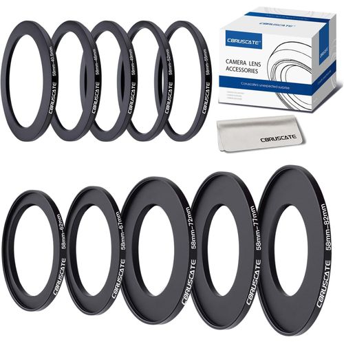 Lot De 10 Bagues D'Adaptation De Filtre 58Mm,Compatible Tous Les Objectifs De 58Mm,Accessoires Pour Caméras 58-40.5Mm,58-46Mm,58-49Mm,58-52Mm,58-55Mm,58-62Mm,58-67Mm,58-72Mm,58-77M[Gopro328]