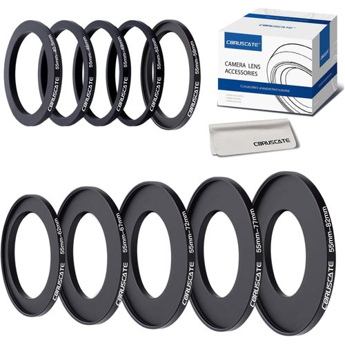 Lot De 10 Bagues D'Adaptation De Filtre 55Mm,Compatible Tous Les Objectifs De 55Mm,Accessoires Pour Caméras 55-40.5Mm,55-46,55-49Mm,55-52Mm,55-58Mm,55-62Mm,55-67Mm,55-72Mm,55-77Mm[Gopro327]