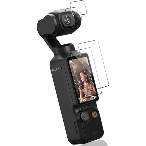 Verre Trempé Pour Dji Osmo Pocket 3[2 Pièces] + Caméra Arrière Protecteur[2 Pièces],9H Dureté/Sans Bulles/Anti Rayures,Film Protection Écran Pour Dji Osmo Pocket 3[Gopro1847]