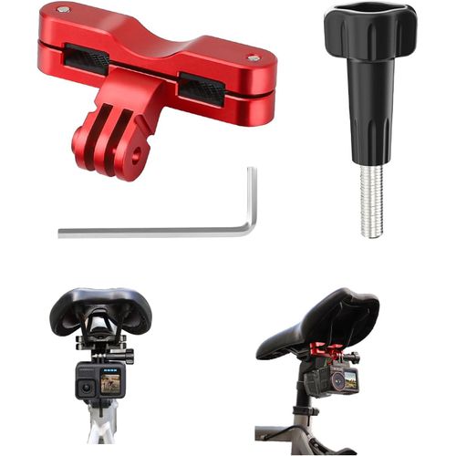 Support De Siège De Vélo Pour Caméra D'Action Support Pour Gopro 13/12/11/10/9 Support De Selle Pour Dji Osmo Action 5Pro/4/3 Pour Insta360 X5/X4/Ace Pro 2/Pro Accessoires (Rouge)[Gopro3465]