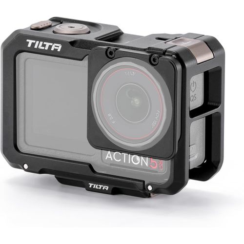 Cage Pour Appareil Photo Compatible Avec Osmo Action 3, Action 4 Basic Kit De Réalisation De Films Avec Récepteur Griffe, Plaque De Base De Montage ¿ Noir Ta-T40-A-B[Gopro2521]