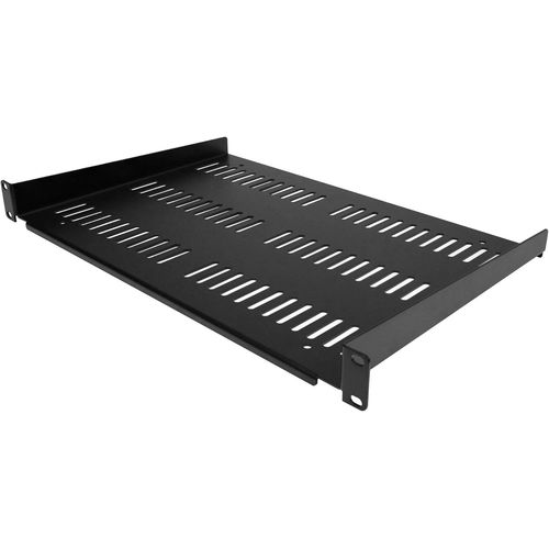 Étagère Rack 19 Pouces 1U - Plateau Rackable Universel Ventilé - Étagère Cantilever Baie De Brassage 19"" - Rangement Rack - Max 25Kg - Profondeur 30,5Cm (12"") - Noir (Shelf-1U-12-F[Audio3778]