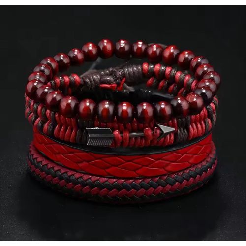 Bracelet En Cuir Vintage Pour Hommes, Flèche De Cupidon, Cuir Pu Perlé En Bois