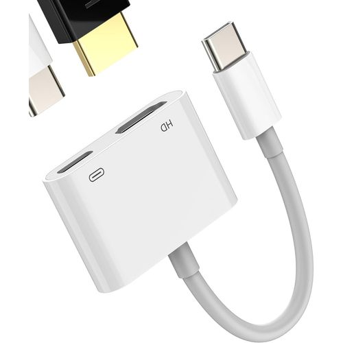Adaptateur Usb C Hdmi (2 En 1) Compatible Pour Samsung Pour Iphone 16 15 Câble Vidéo Displayport Hub Tv Charge Splitter Pour Apple Macbook Pour Ipad Pro Convertisseur Moniteur Mult[Audio1461]