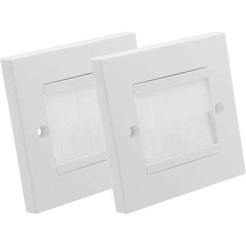 2 Pièces Prise Murale Multimédia, Boîtier De Raccordement Avec Ouverture À Brosses, Plaque Murale Pour Câbles Hdmi, Tv, Console De Jeu, Home Cinéma, Installation Facile, 85X85Mm[Audio455]