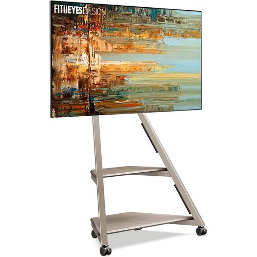 Design Support Tv Roulettes Art Pour Tv 32 43 55 65 Pouces Hauteur Réglable 946-1076,5Mm Avec 2 Etagères Pour Maison, Salon, Conférence Série Eiffel[Audio88]