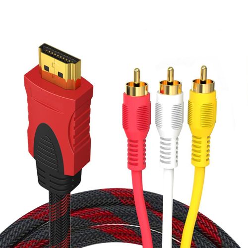 Câble Adaptateur Hdmi Vers 3 Rca Câble Audio Vidéo Av De 1,5 M - Adaptateur Haute Définition 1080P Mâle M/M[Audio922]