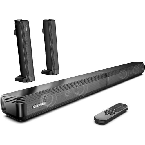 Barres De Son Tv, 2,2 Canaux Barre De Son 2-En-1 Détachable, Bluetooth 5.3 Enceinte Pour Tv Avec Caisson De Basses, 3 Eq Mode, Arc/Optique/Aux, Montage Mural, Modèle 2023, Apollo S[Audio21]