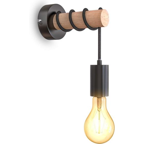 SHIBA-applique murale, design rétro industriel, bois & métal, éclairage salon & chambre, douille E27, pour ampoule LED 10W max, no[3