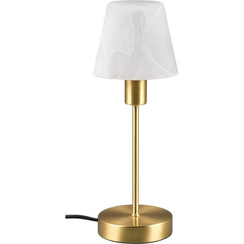 Shiba-Trio Lampe De Table Luis Ii 595700108, Métal Laiton Mat, Verre Albâtre Blanc, Sauf 1x E14, On/Off Touch[3397]