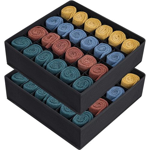 Shiba-Joyoldelf Lot De 2 Organisateur De Tiroir Pour Chaussettes Et Sous-Vêtements, 24 Cellules Pliantes De Rangement Chaussette, [7