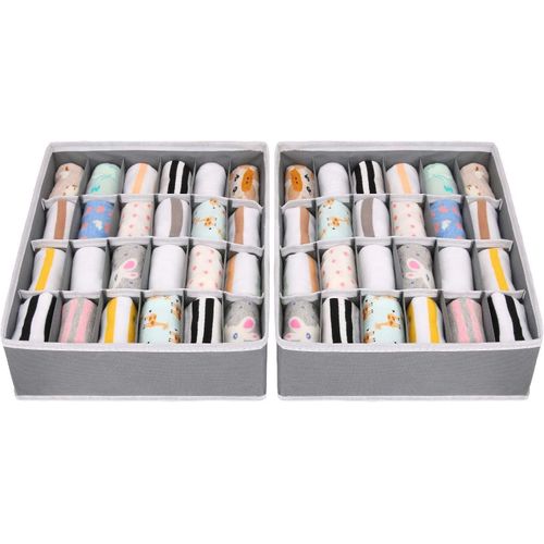 Shiba-Joyoldelf - Lot De 2 Boîtes De Rangement En Tissu, Pour Ranger Chaussettes, Écharpes, Soutien-Gorge, 24 Compartiments Pliabl[7
