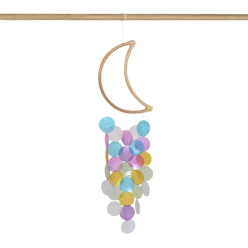 Carillons en bois en forme de lune, couleur bonbon, mignon, coquille arc-en-ciel, décoration de chambre chaude pour la maison, cadeau pour enfants filles