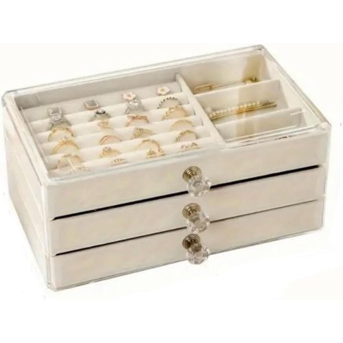 Shiba-Organisateur Bijoux Coffret Bijoux Tiroir De Rangement Velours 3 Niveaux Pour Ranger Colliers Chaînes Pendentifs Boucles D'o[1