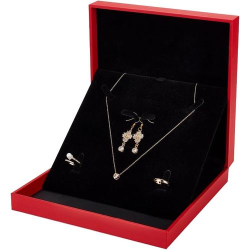Shiba-Boîte À Bijoux En Cuir Pu Boîte À Pendentifs Carrée En Velours Rouge Boîte De Rangement Pour Bijoux De Mariage Présentoir Po[1